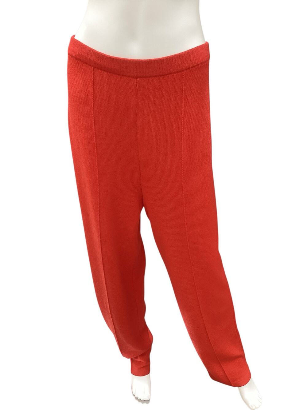 St.John Collection ByMarie Gray Pants Women’s SZ10 Fine Knit Wide Leg Bright Red